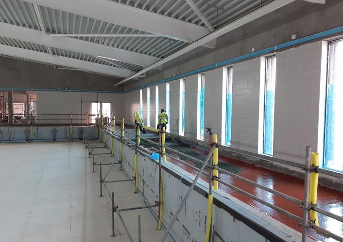 Photo of the pool surround at the new Ripon Pool and Leisure Centre